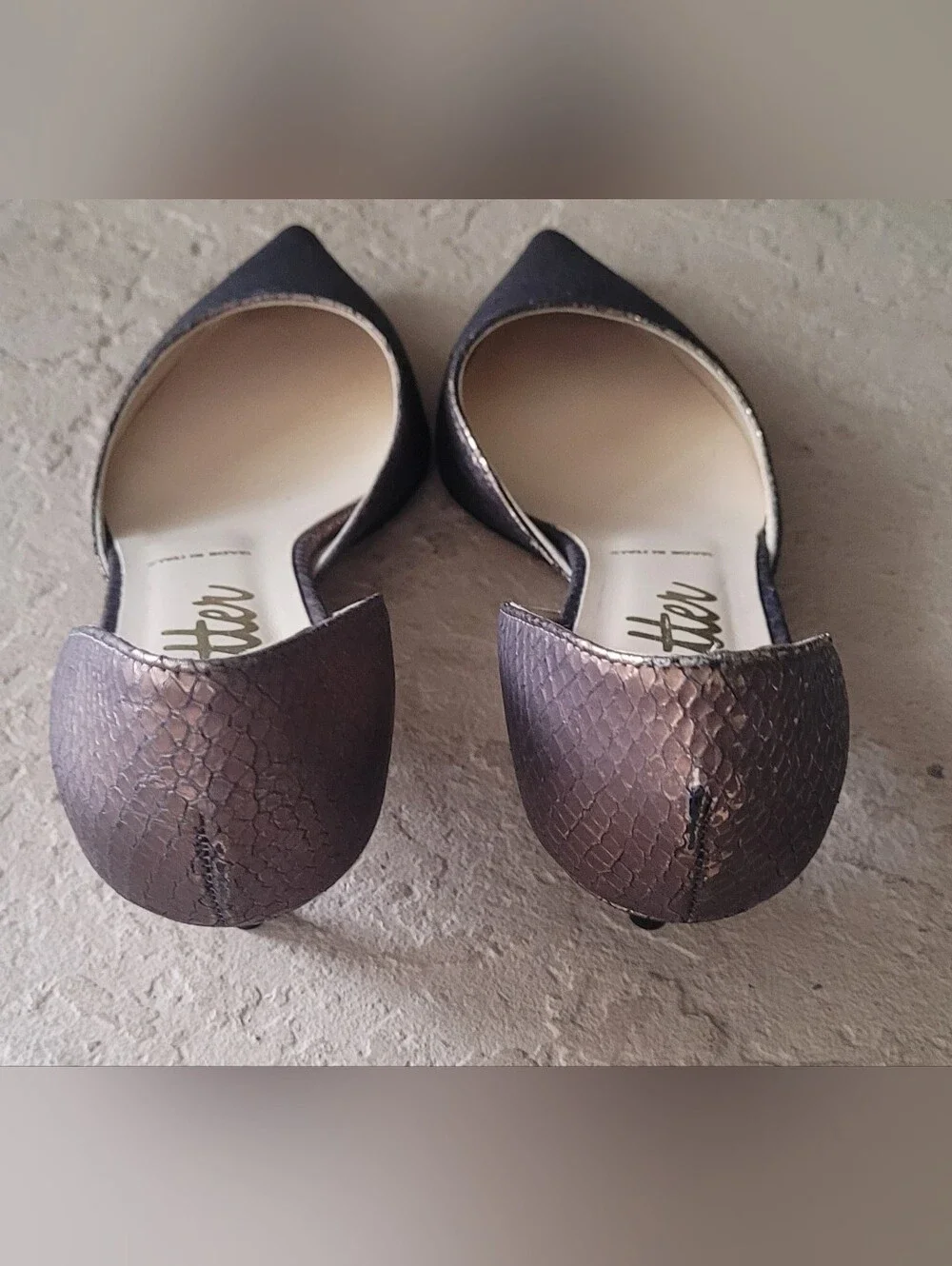 Size 7 Butter Italy Made Snakeprint Pointed Toe Kitten Heel Women Pumps